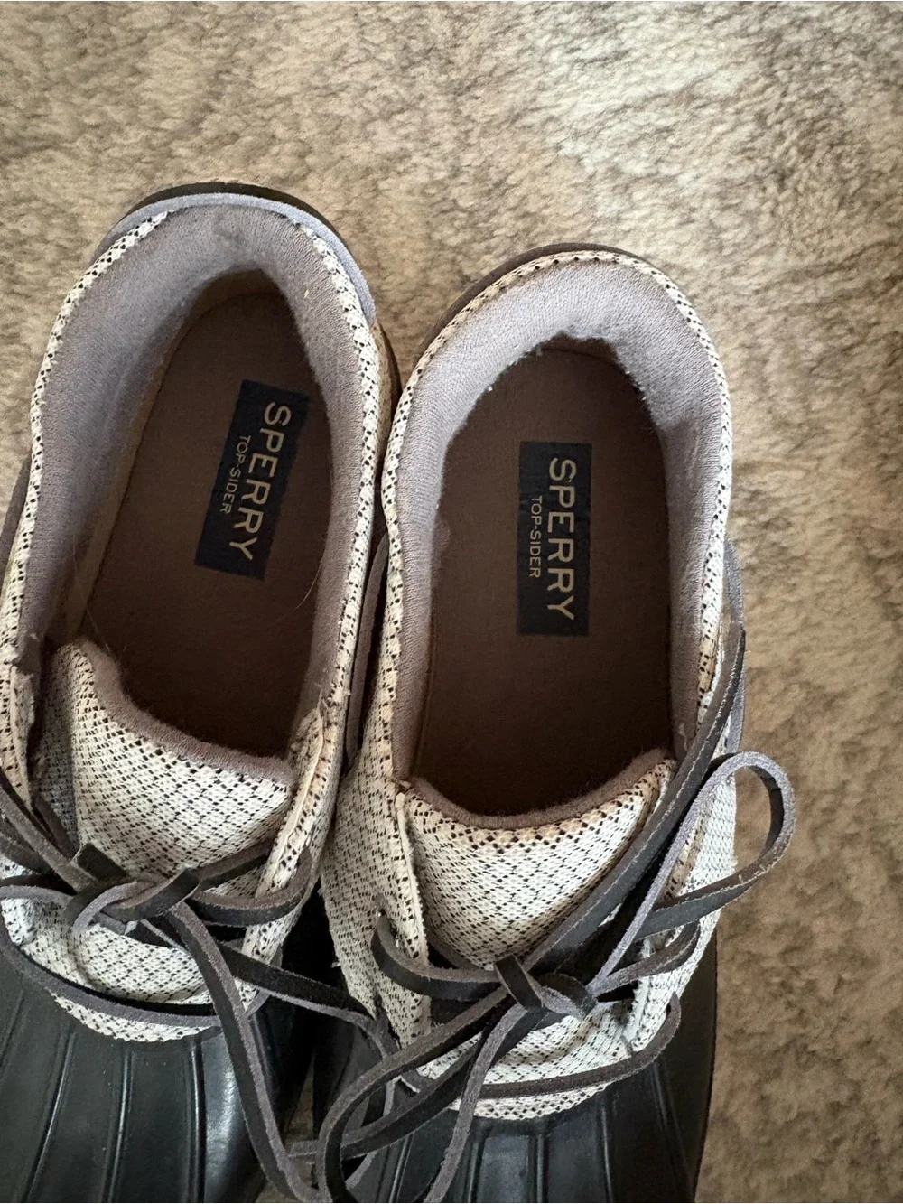 Sperry Black and White Waterproof Duck Boots